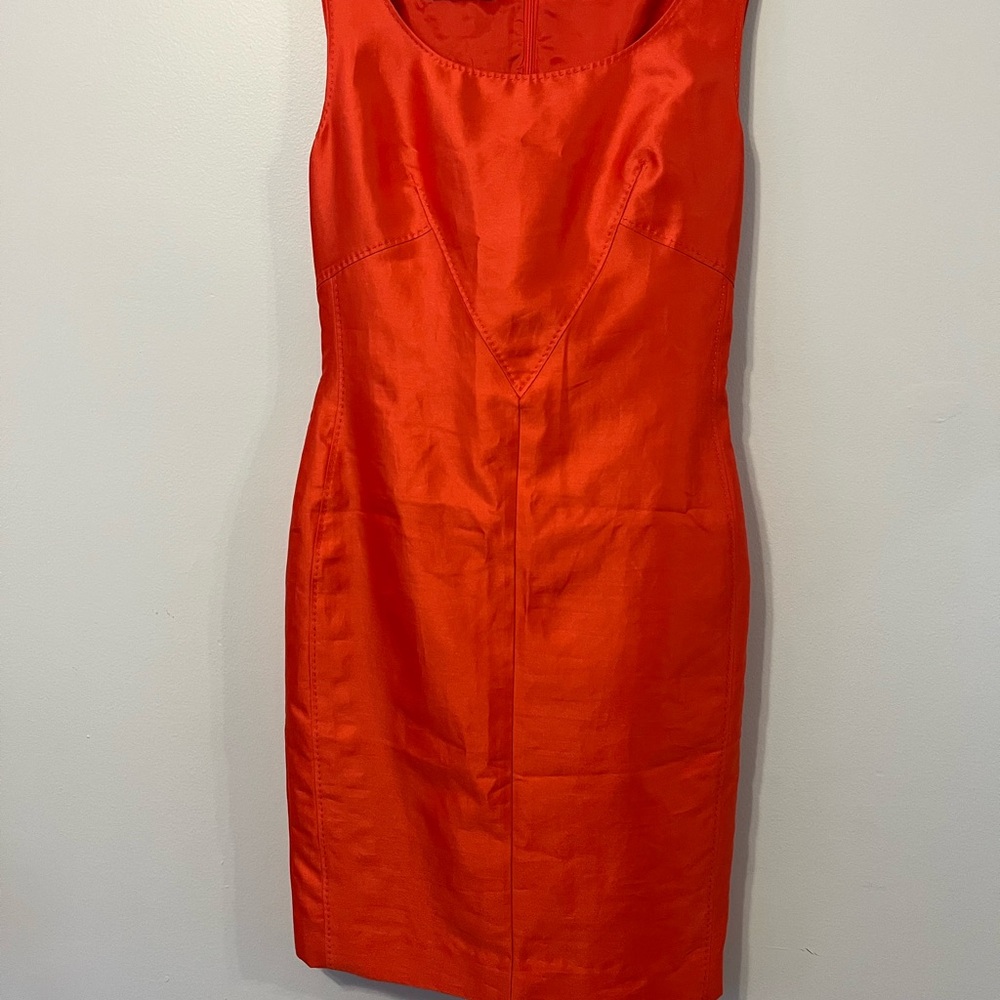 Orange Sheath Mini Dress with Scoop Neck for Night Out